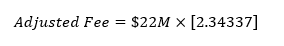 Adjusted Fee=$22M×[2