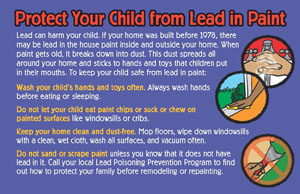 Screen shot of Protect Your Child from Lead in Paint card