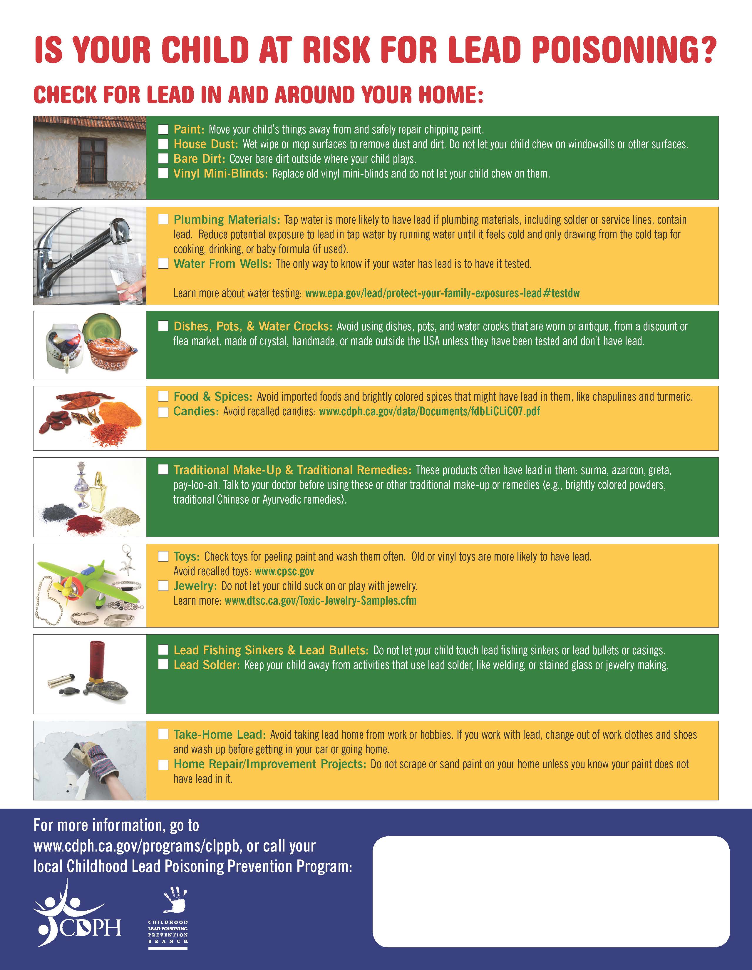 Check for Lead In and Around Your Home flyer
