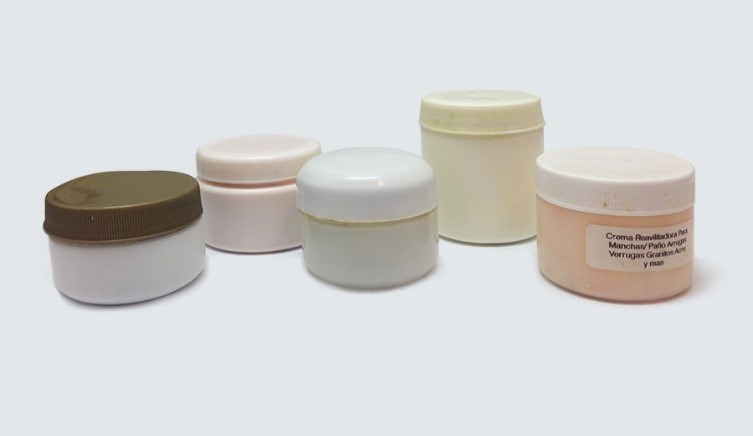Unlabeled and handmade labeled skin creams
