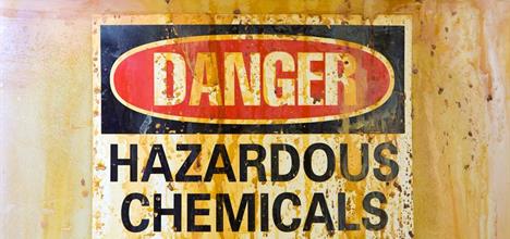 Sign that says Danger Hazardous Chemicals
