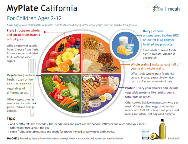 Preview of MyPlate California handout for children ages 2-12