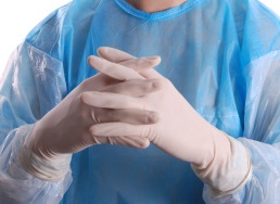 PPE with closed hands