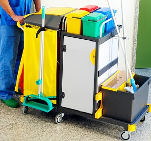 EVS cart with cleaning supplies