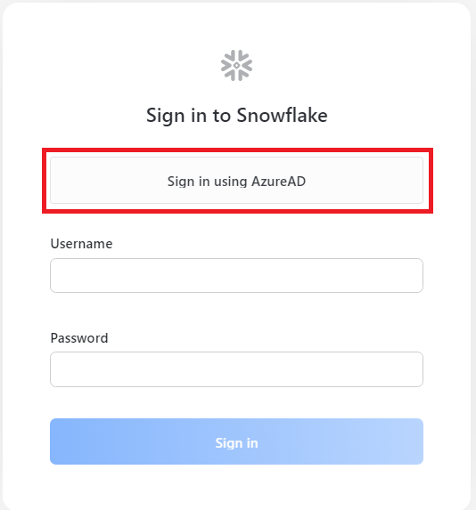 picture of login screen for Snowflake