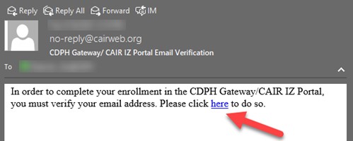 Image showing that in order to complete the registration process, you must click on the link provided in your email to verify.