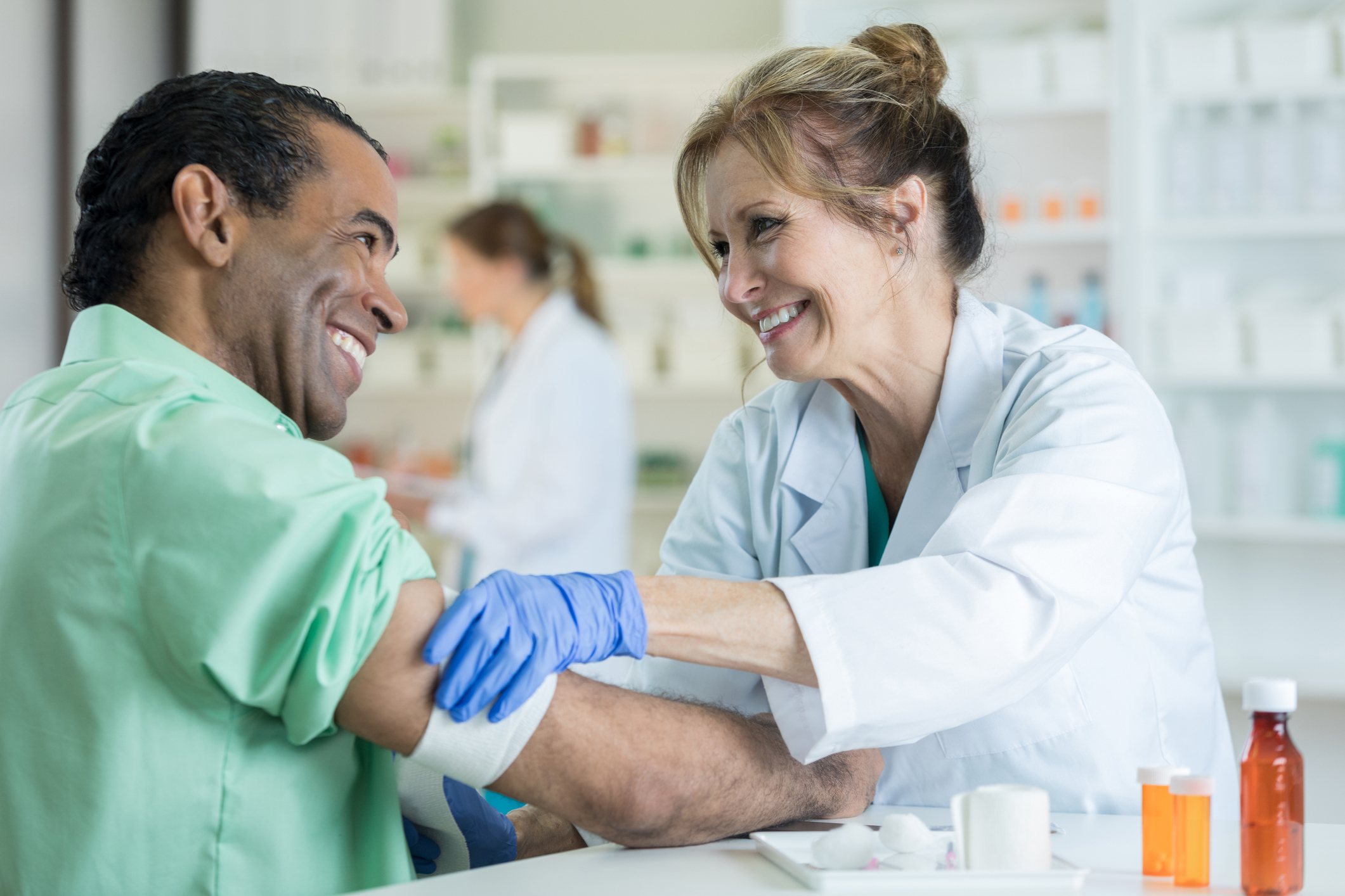 Man receiving health assessment