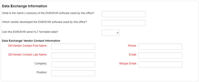 Image showing the data exchange information that is required. Image showing the data exchange information that is required.