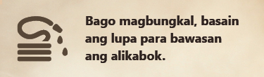 Bago magbungkal, basain ang lupa para bawasan ang alikabok